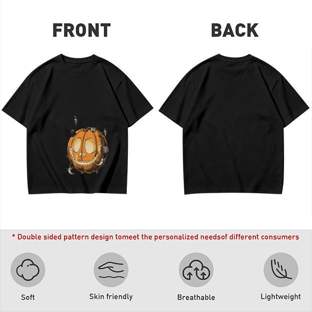 Olive Green T-Shirt With Spooky Halloween Pumpkin Ghost Print