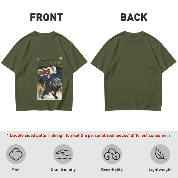 Olive T-Shirt With Wizardry Comic Style Harry Print