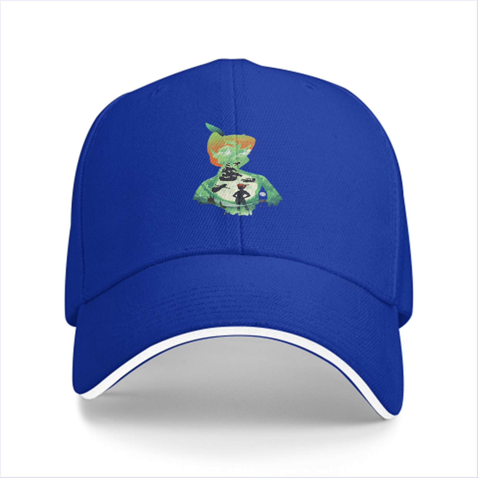 Black baseball cap with green apple boy graphic print