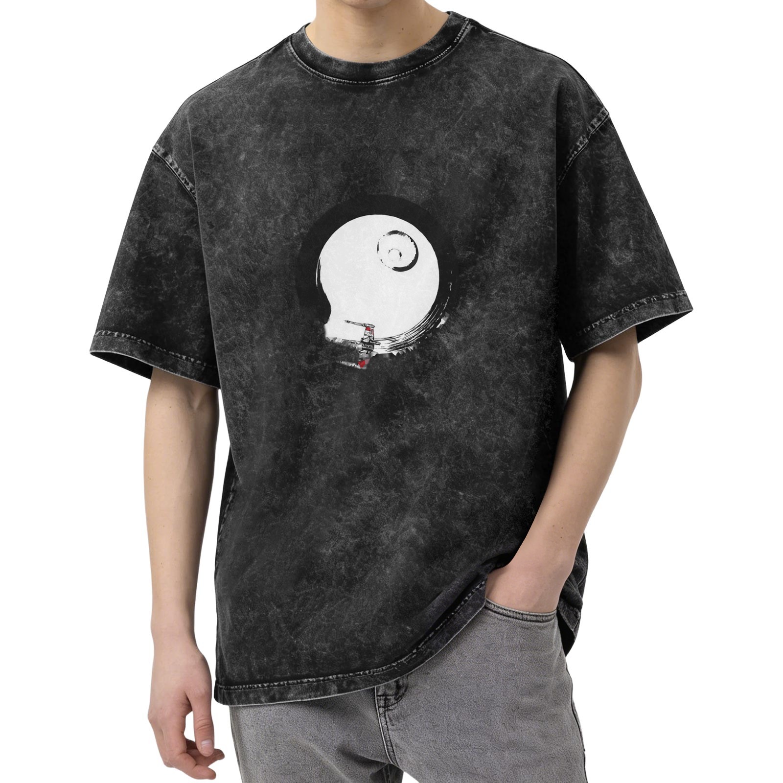 Washed black graphic t-shirt with Death Star and X-wing design
