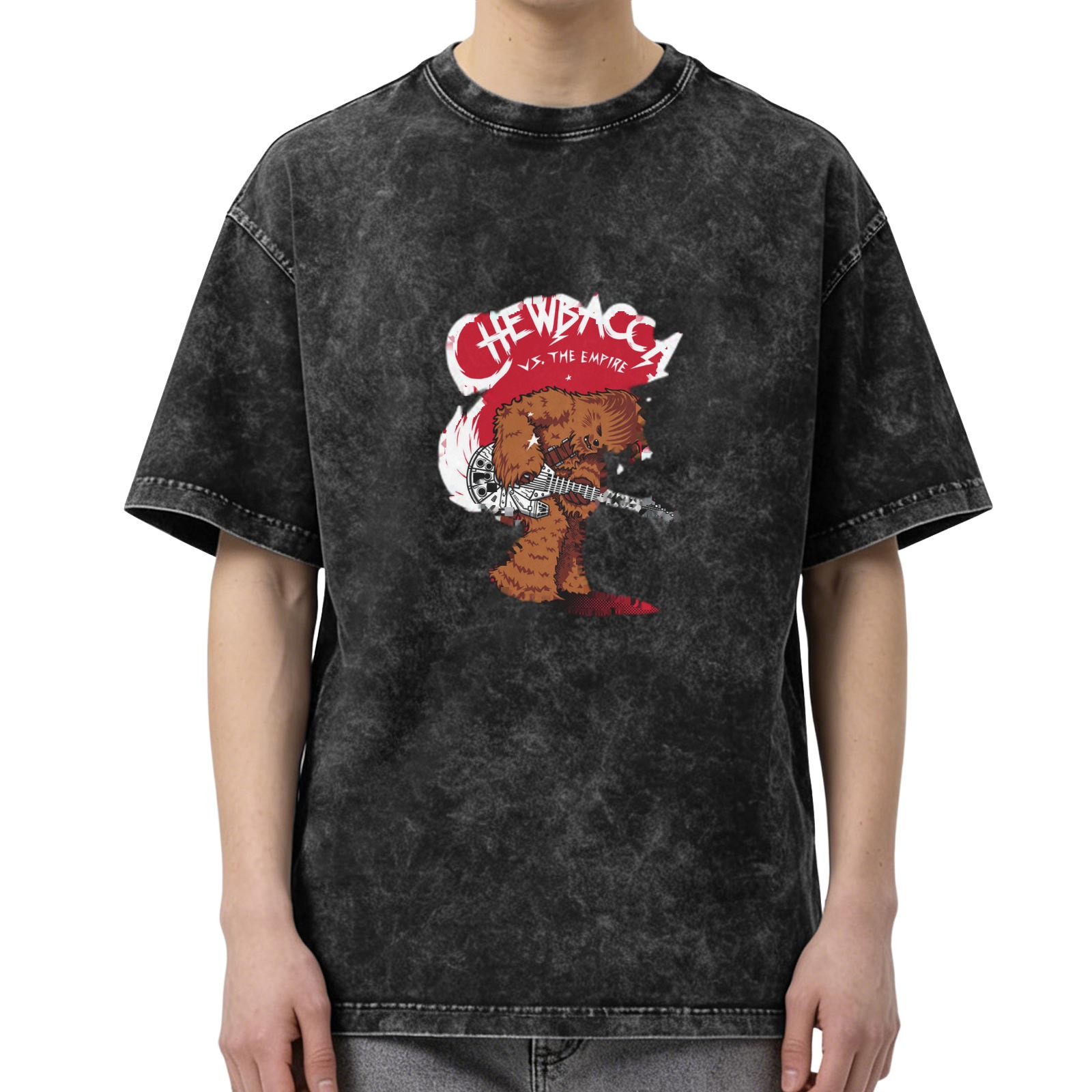 Chewbacca vs The Empire Graphic Stonewashed Black T-Shirt