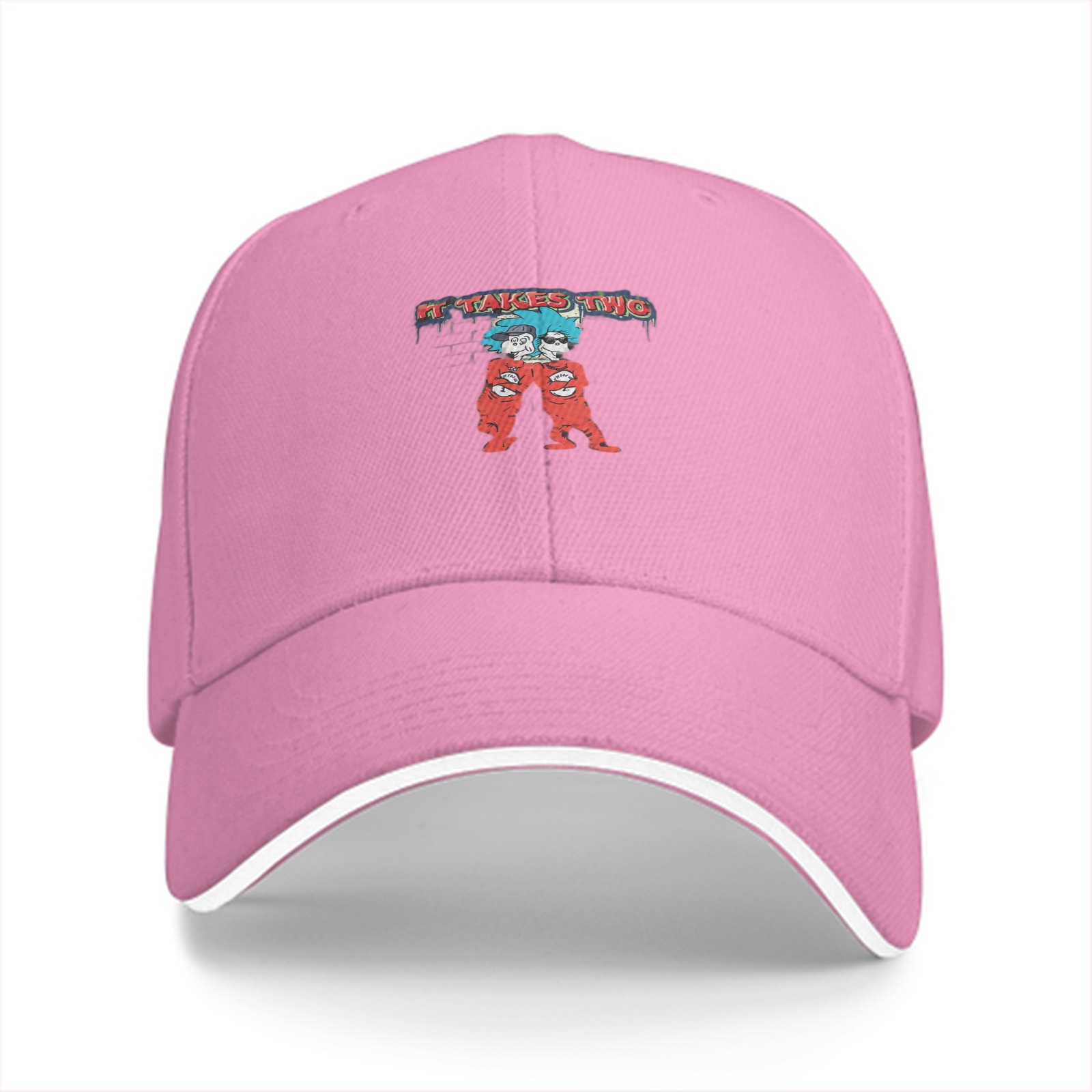 Black baseball cap with 'It Takes Two' graphic design