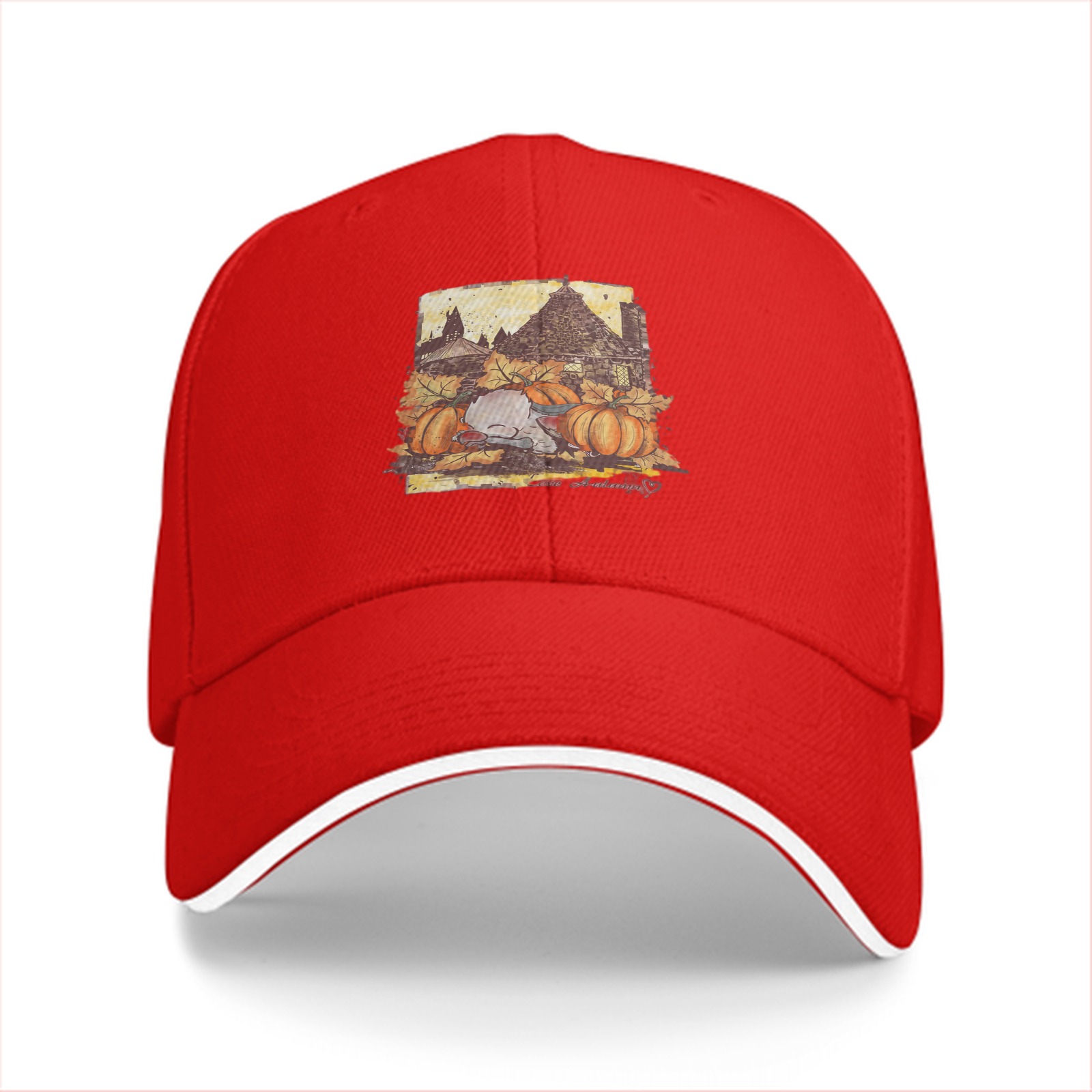 Black Baseball Cap With Autumn Pumpkin Farmhouse Graphic