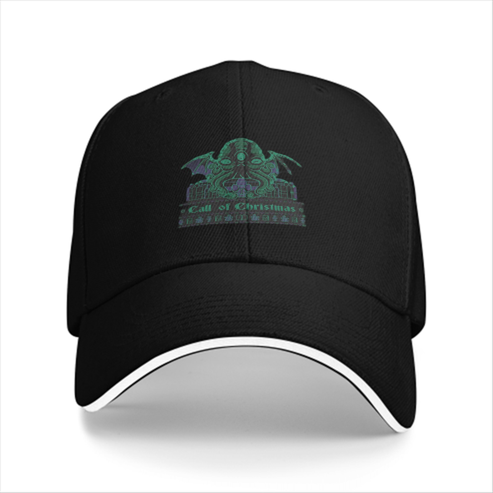 Black Baseball Cap With Cthulhu 'Call of Christmas' Graphic