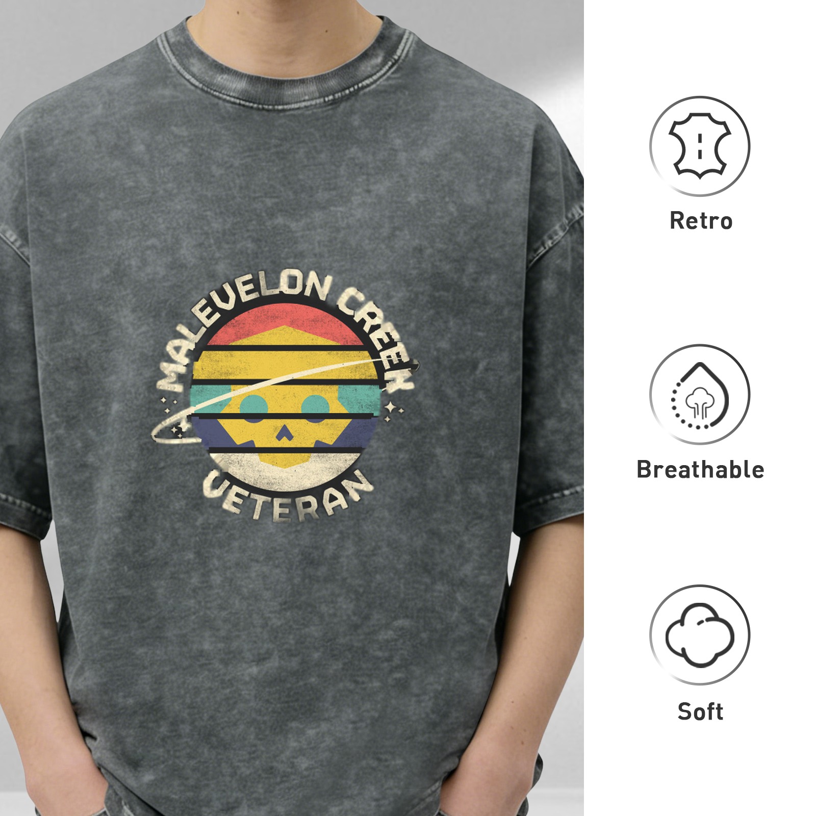 Malevelon Creek Veteran Graphic Stonewashed Black T-Shirt