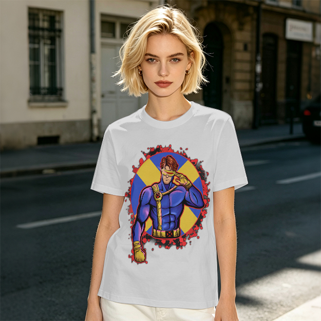 Olive T-Shirt Featuring Cyclops X-Men Superhero Graphic