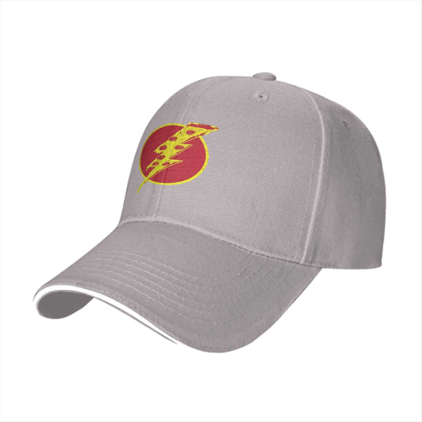 Black Baseball Cap With Pizza Lightning Bolt Graphic