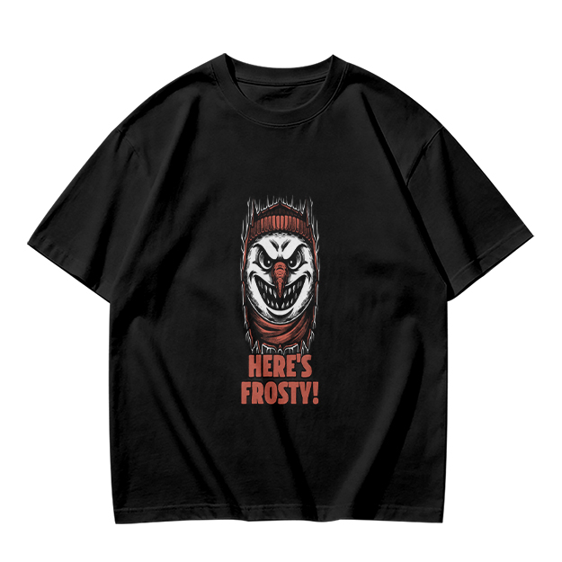 Olive T-shirt with Evil Snowman Here's Frosty Graphic Print