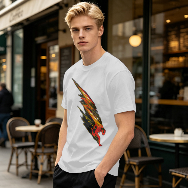 Olive T-shirt with Dynamic Speed Runner Graphic Print