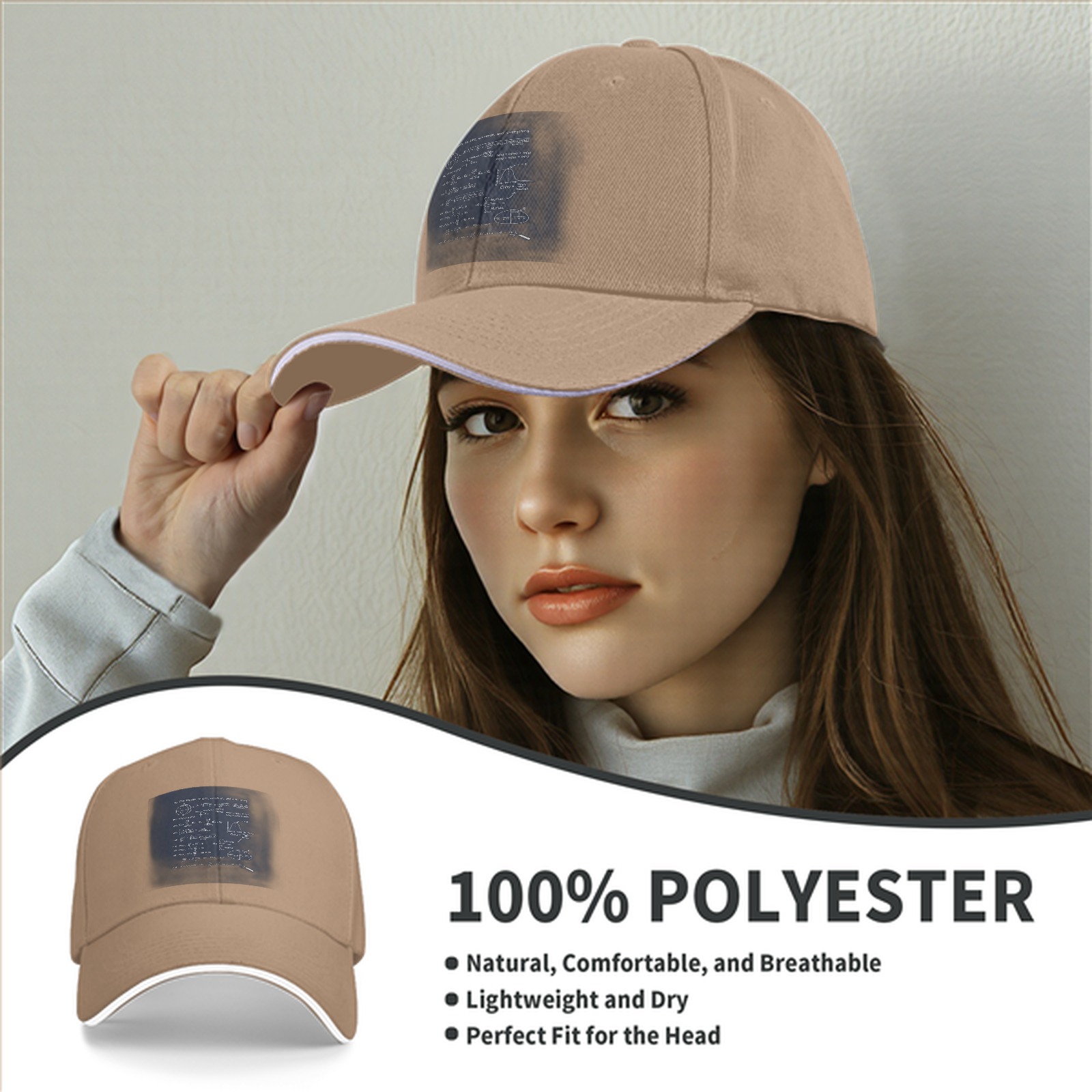 Black Baseball Cap with Math Science Formula Print