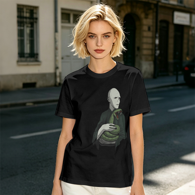 Olive T-shirt with Voldemort and Nagini Graphic Print