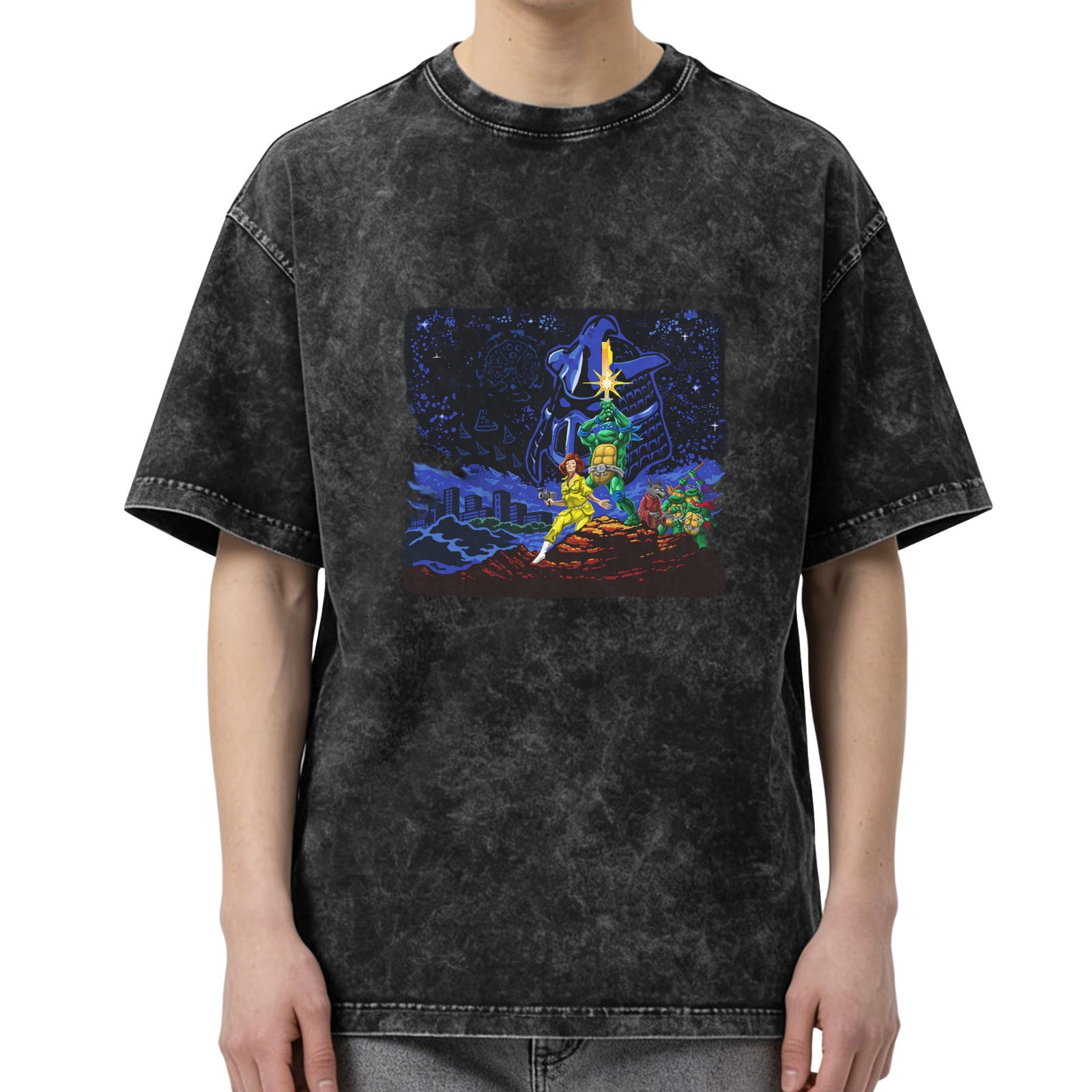 Teenage Mutant Ninja Turtles Graphic Print Stone Wash Oversized T-Shirt
