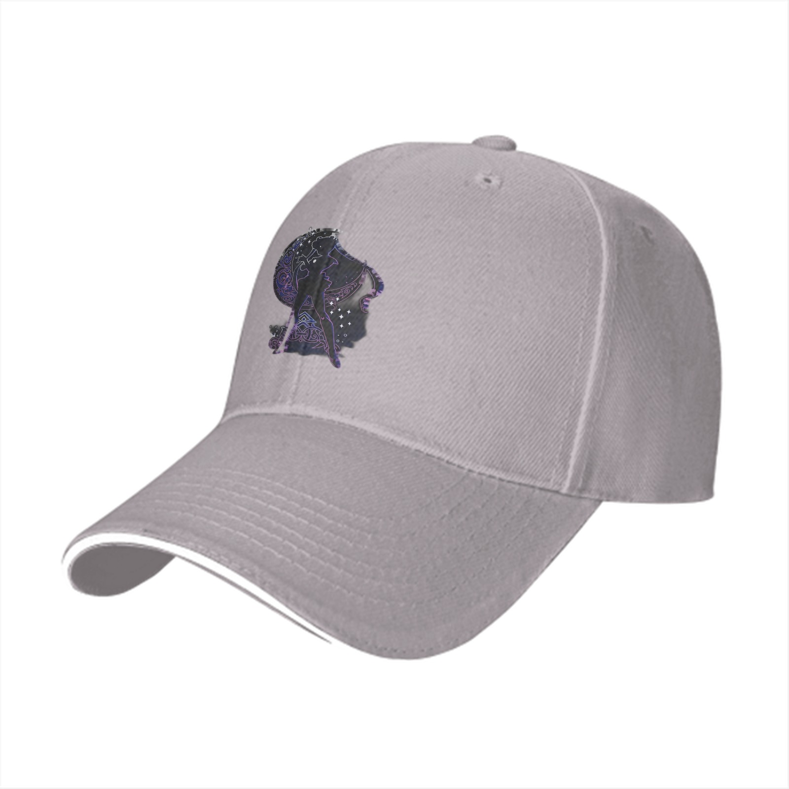 Black baseball cap with galaxy constellation silhouette graphic