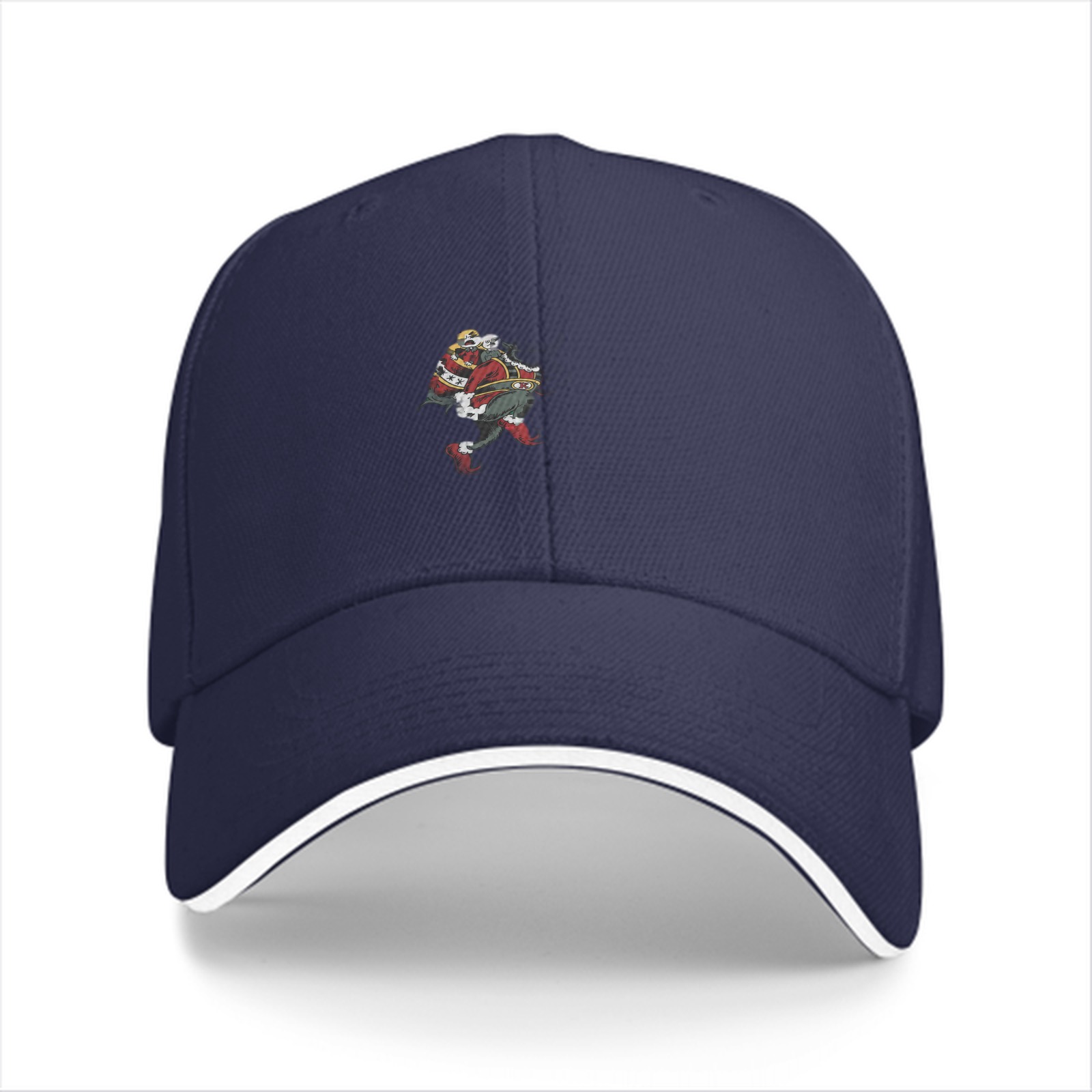 Black baseball cap with festive Santa Claus graphic