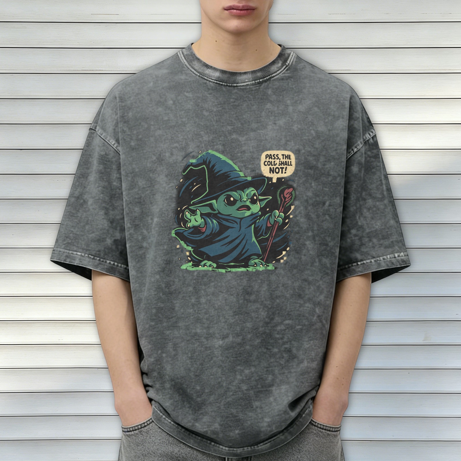 Wizard Baby Yoda 'Pass The Cold Shall Not' Graphic T-Shirt