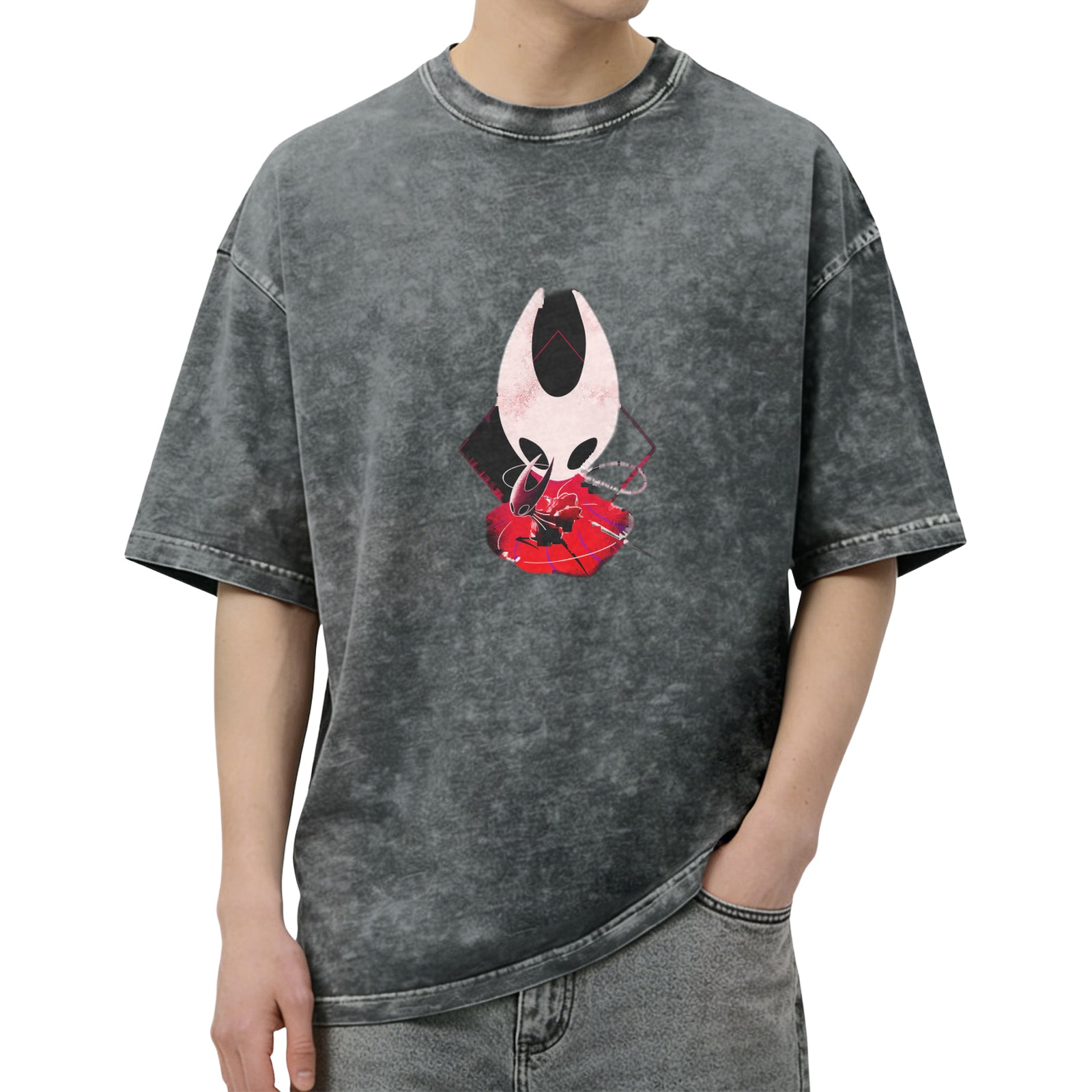 Hollow Knight Hornet Graphic Stonewashed Black T-Shirt