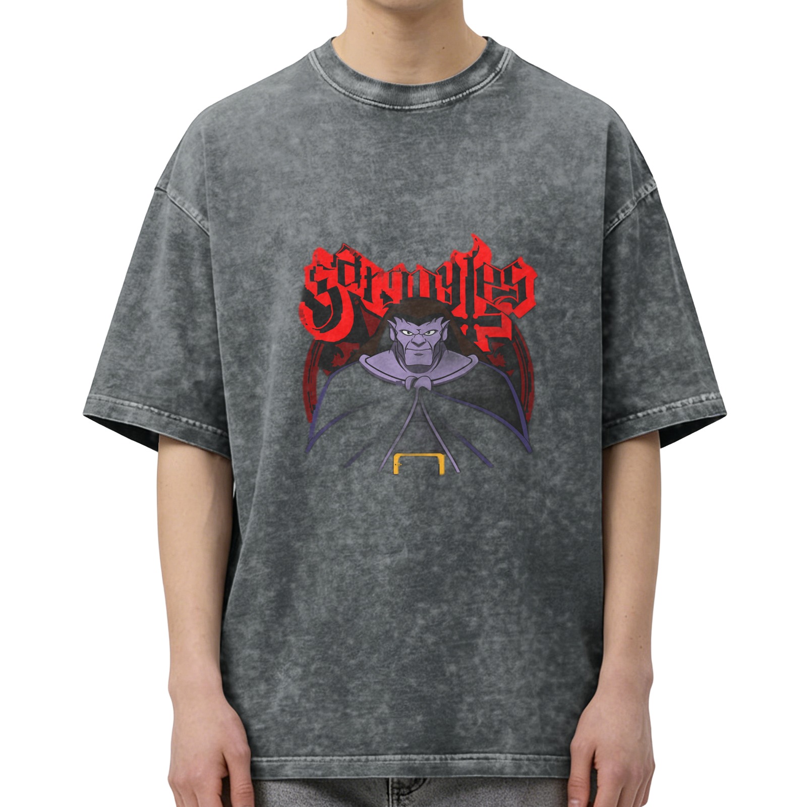 Gargoyles Stonewashed Graphic T-Shirt with Character Art