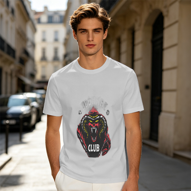 Olive Graphic T-Shirt With Demon Head And CLUB Print