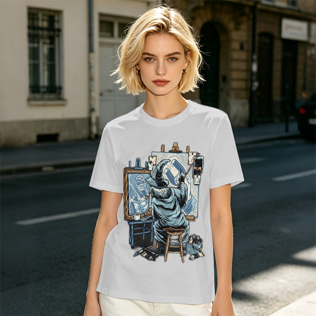 Olive T-Shirt Featuring Wizard Painting Superhero Artwork