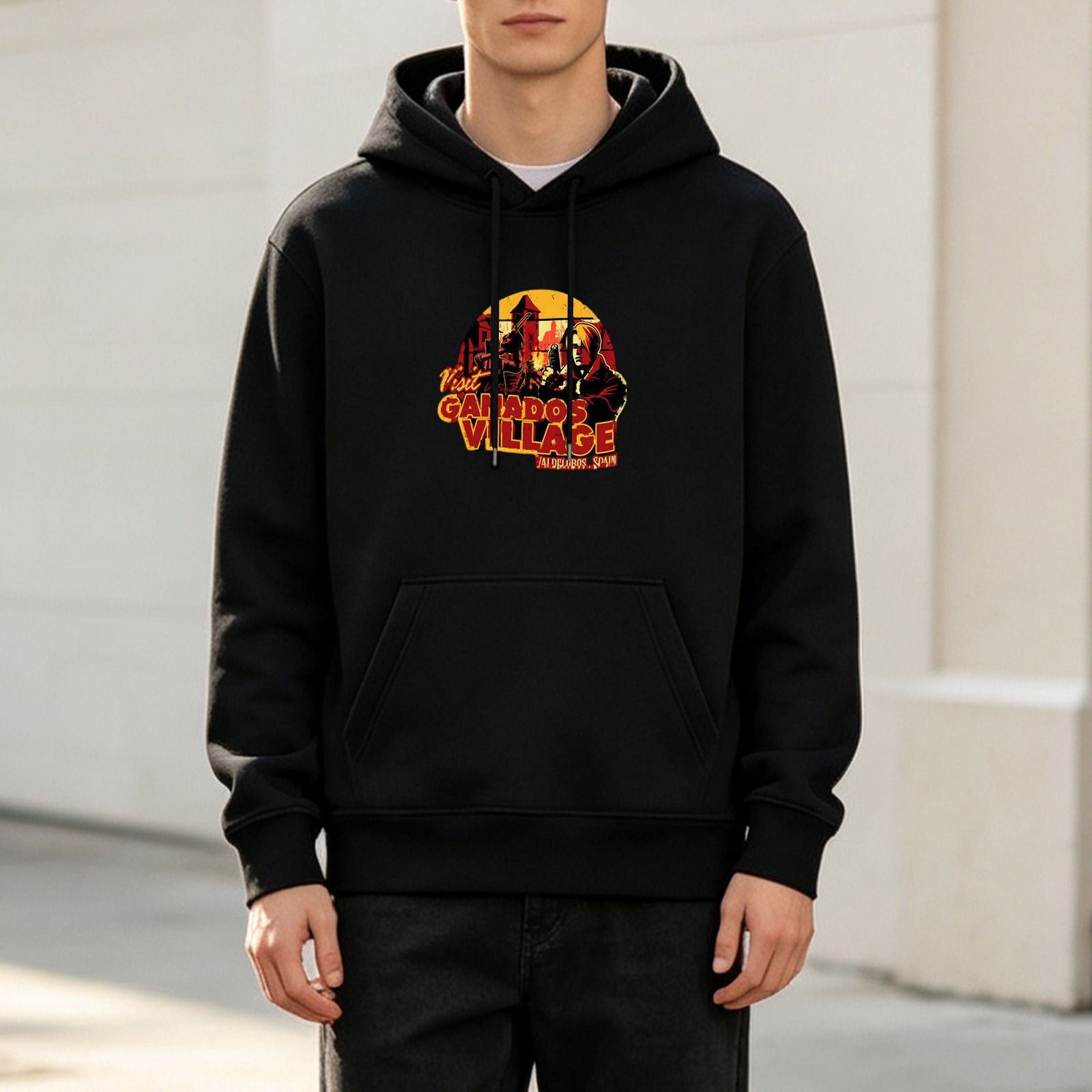 Visit Ganados Village Horror Themed Black Hoodie