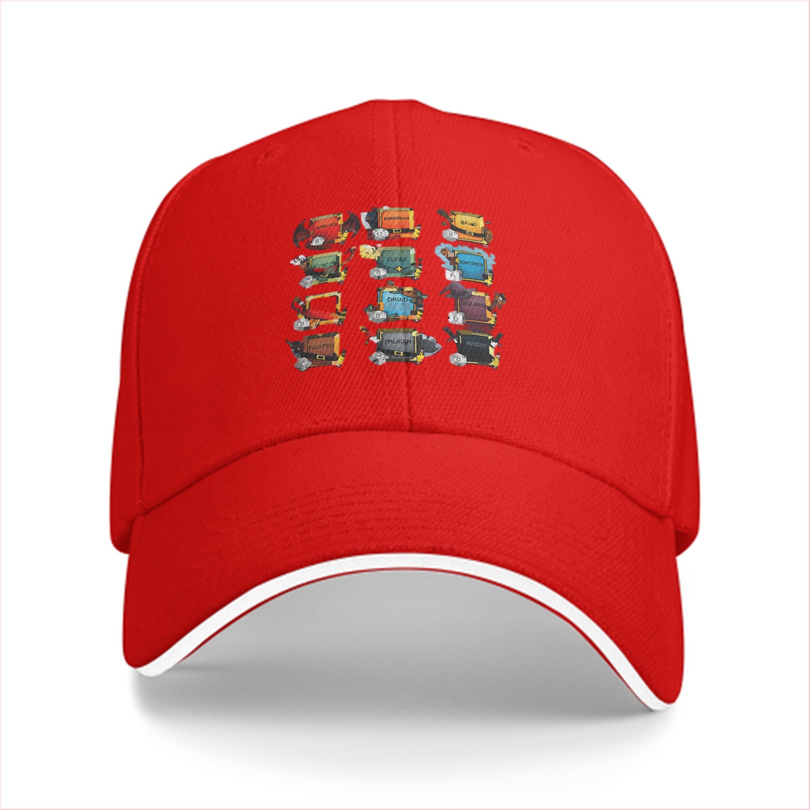 Black baseball cap with fantasy chest design print