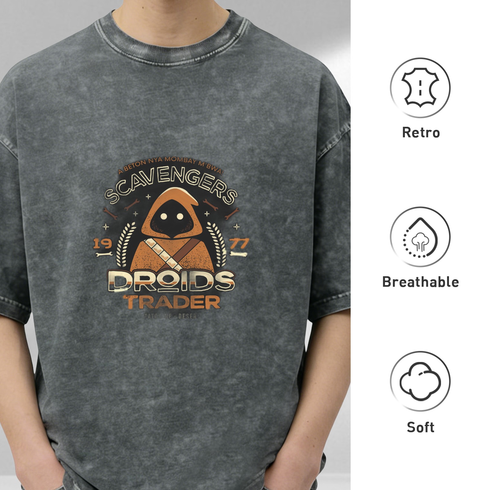 Star Wars Jawa Scavengers Droids Trader Acid Wash T-Shirt
