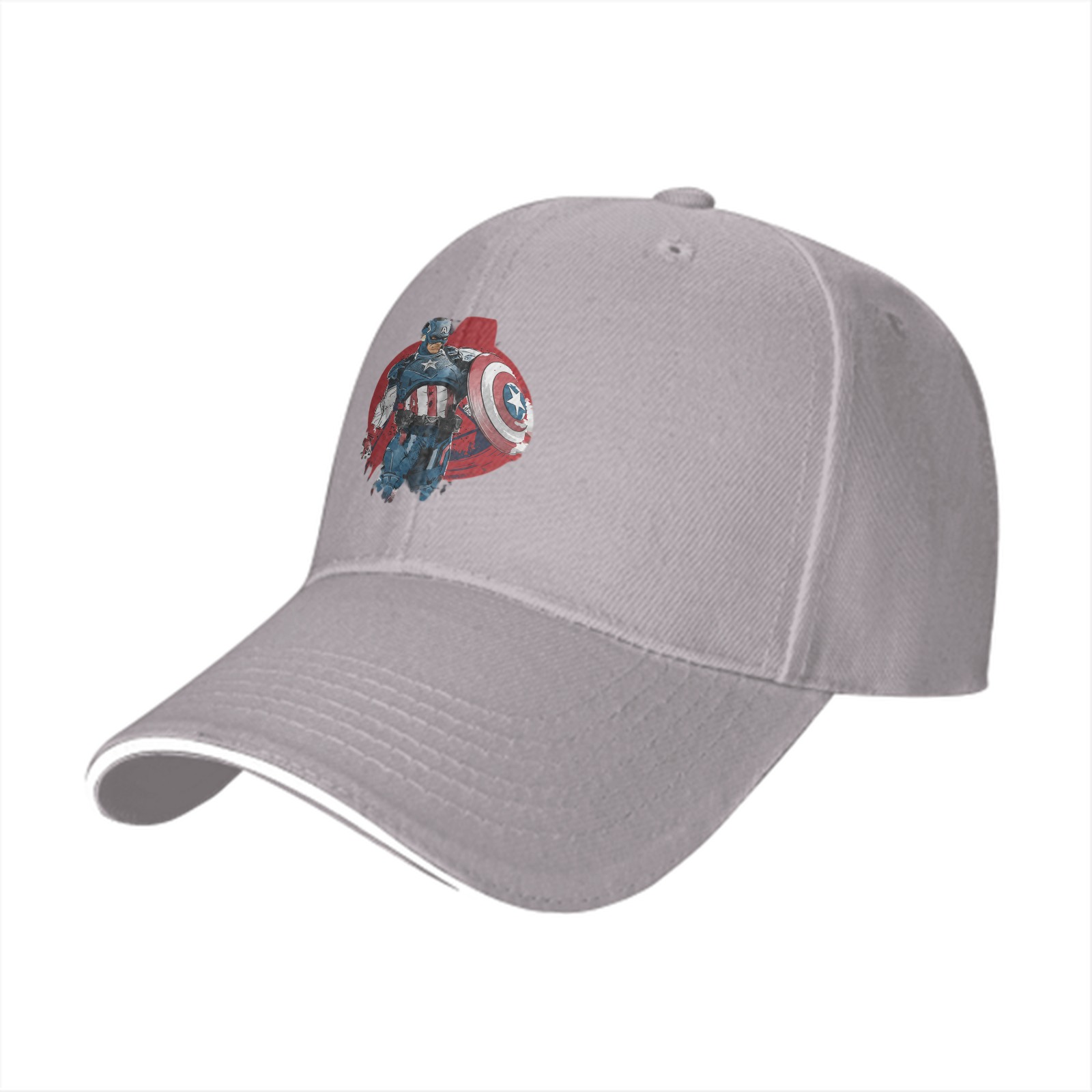 Black Baseball Cap With Captain America Graphic Print