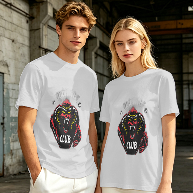 Olive Graphic T-Shirt With Demon Head And CLUB Print