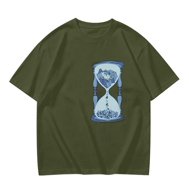 Olive T-Shirt With Hourglass And Crushed Rock Graphic Print