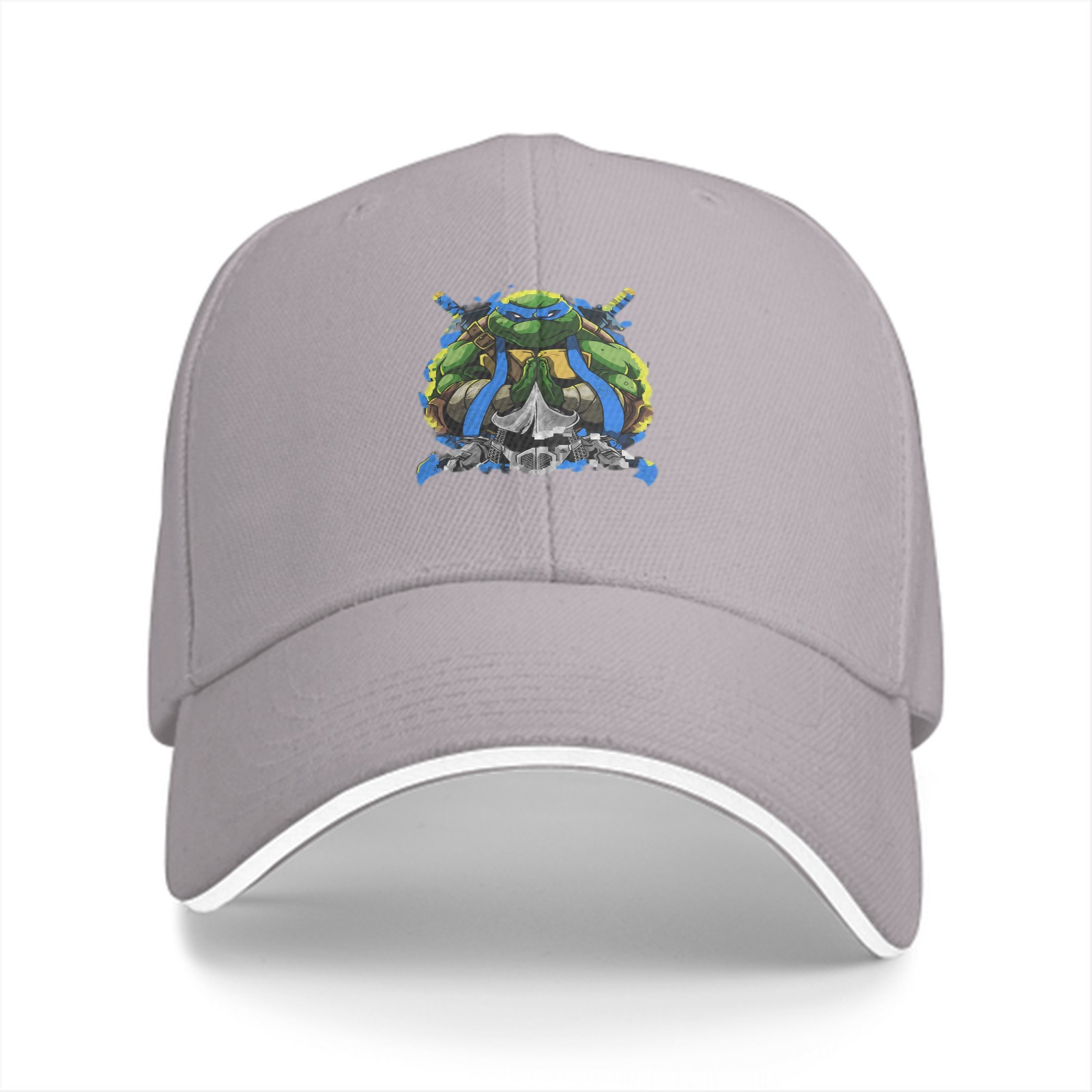 Black Baseball Cap With Blue Ninja Turtle Graphic Print