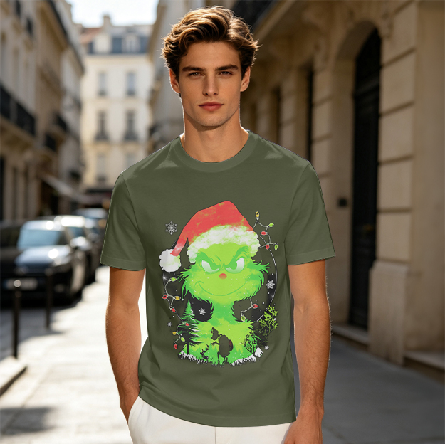 Olive Green Grinch Christmas Graphic T-Shirt