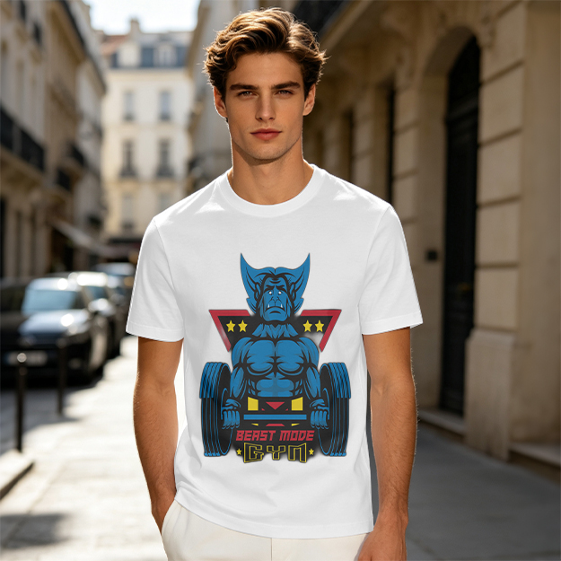 Olive T-Shirt With Beast Mode Gym Lifting Graphic Print
