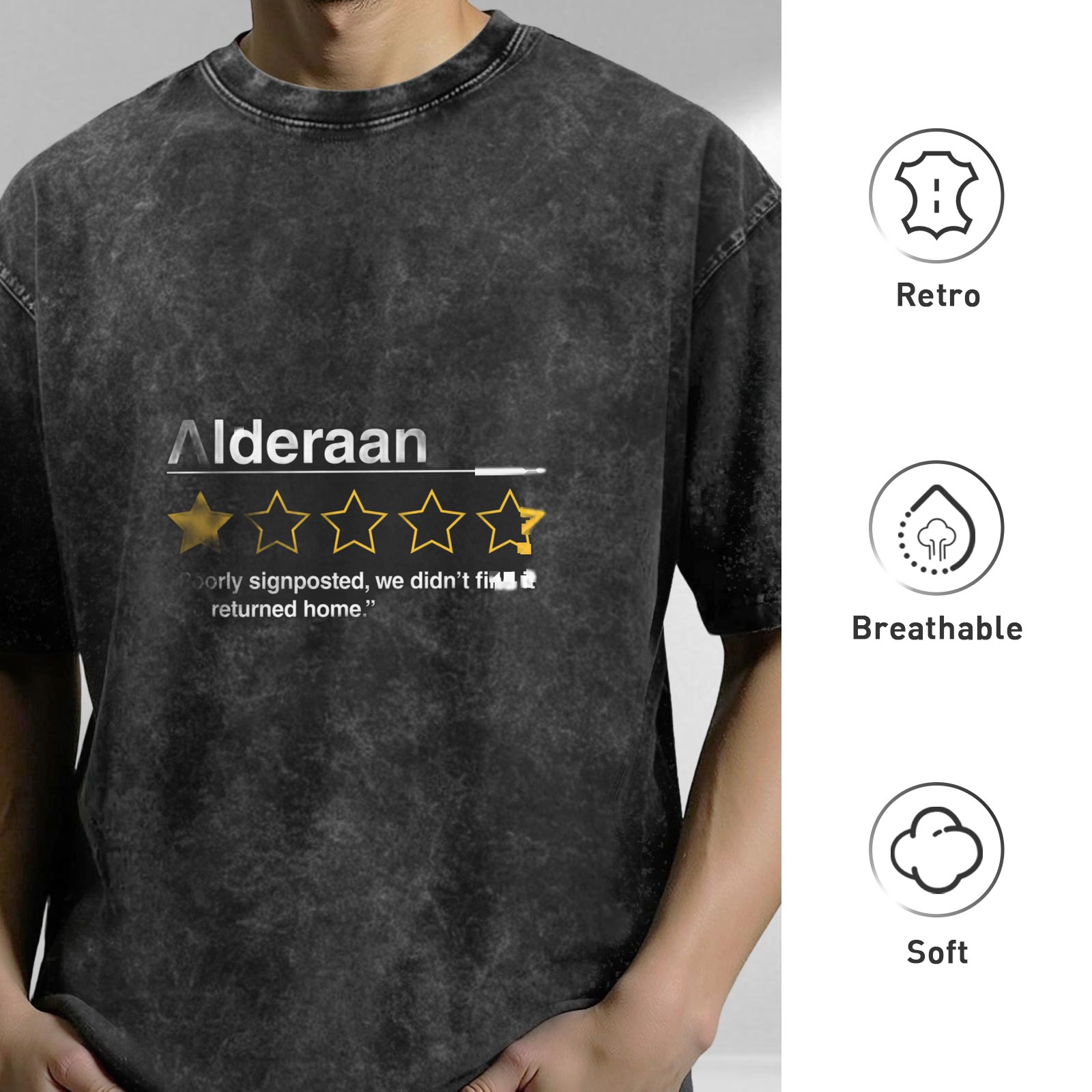 Alderaan 1 Star Review T-Shirt, Funny Star Wars Inspired Design