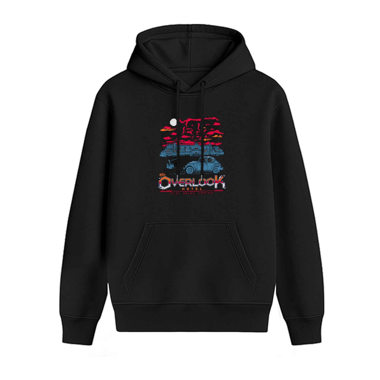 Black hoodie with Overlook Hotel graphic print