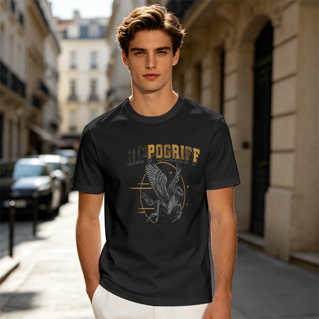 Olive Graphic T-Shirt Featuring Hippogriff Design
