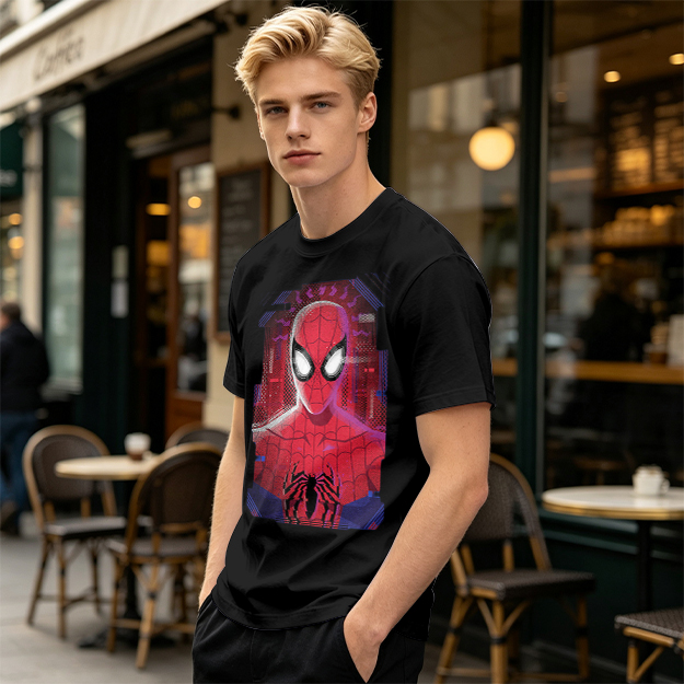 Olive Green Spider-Man Graphic Short Sleeve T-Shirt