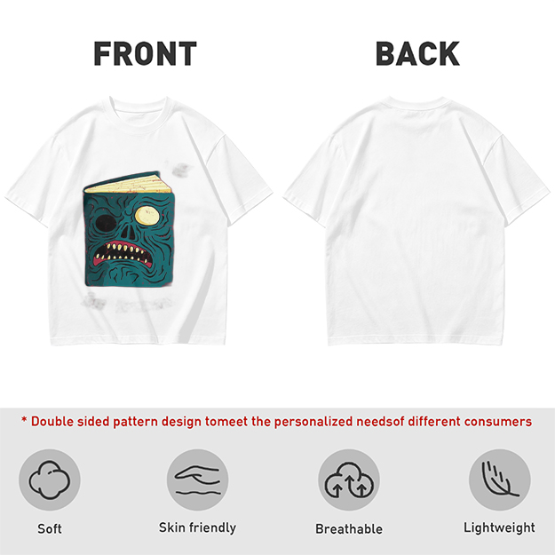 Olive T-Shirt With Monster Book Graphic Print