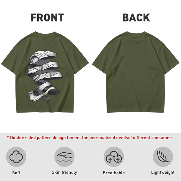 Olive T-Shirt With Twisted Bandage Graphic Print