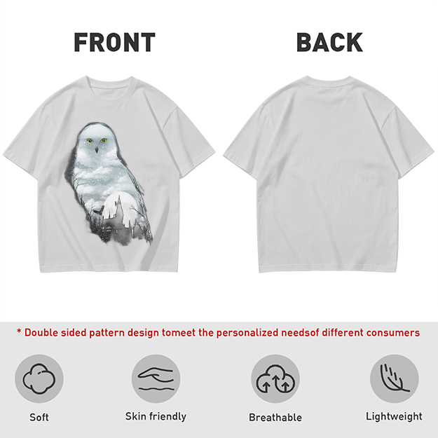 Olive Green T-Shirt With Snowy Owl Graphic Print