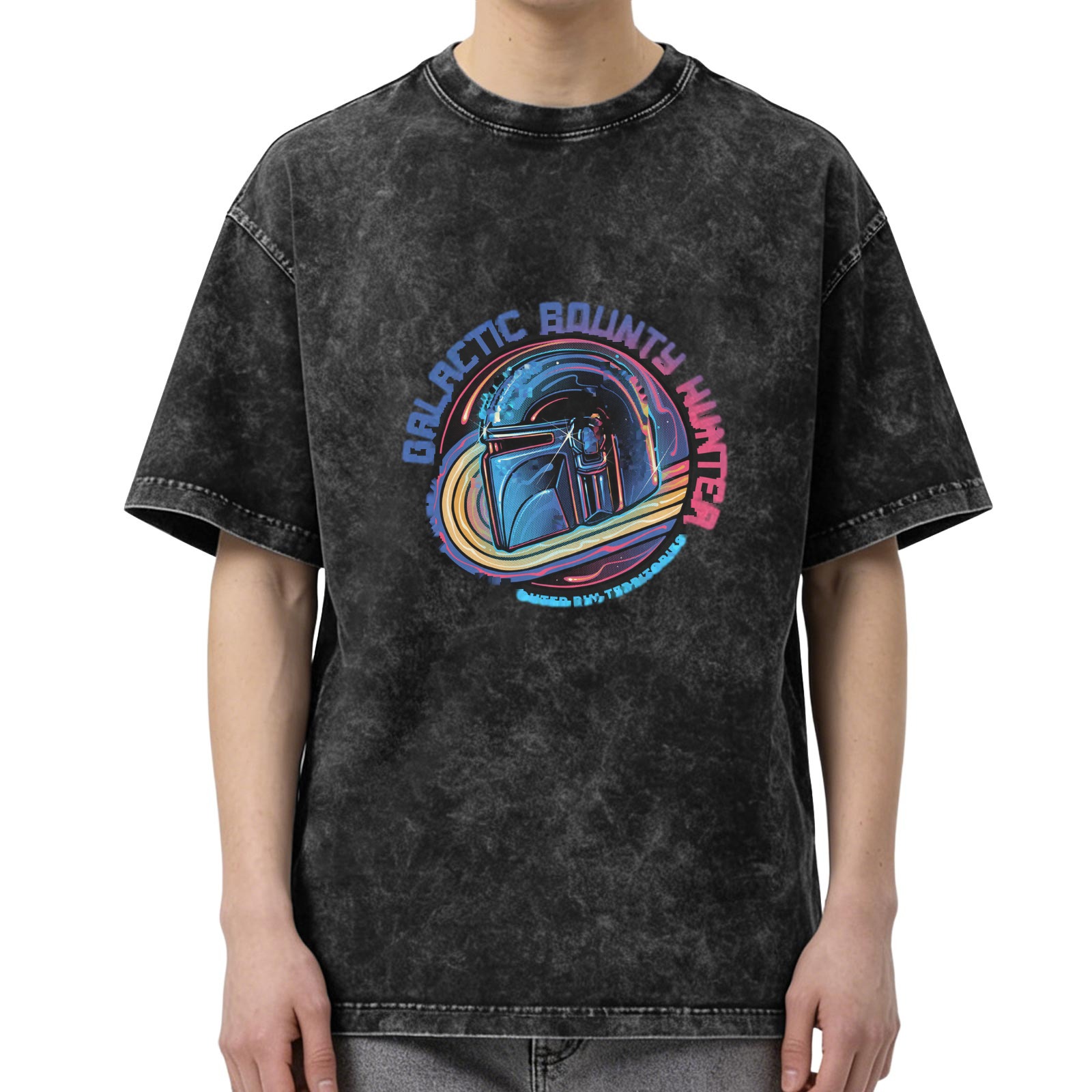 Galactic Bounty Hunter Graphic Acid Wash T-Shirt