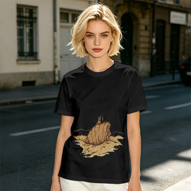 Olive Green T-Shirt With Sandworm Desert Print