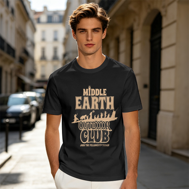 Middle Earth Outdoor Club T-Shirt with Fellowship Silhouette