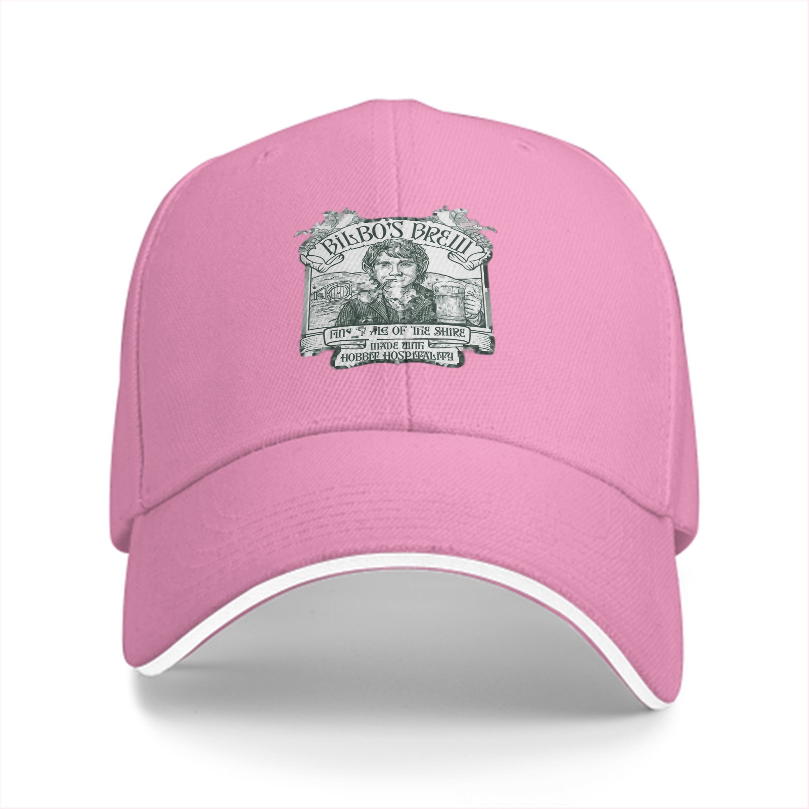 Black baseball cap with Bilbo's Brew Themed Print