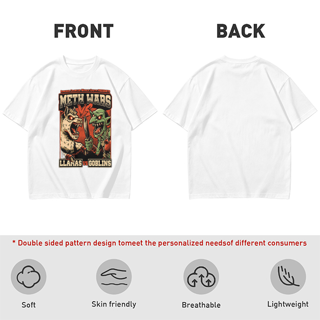 Meth Wars Llamas vs Goblins Graphic T-Shirt