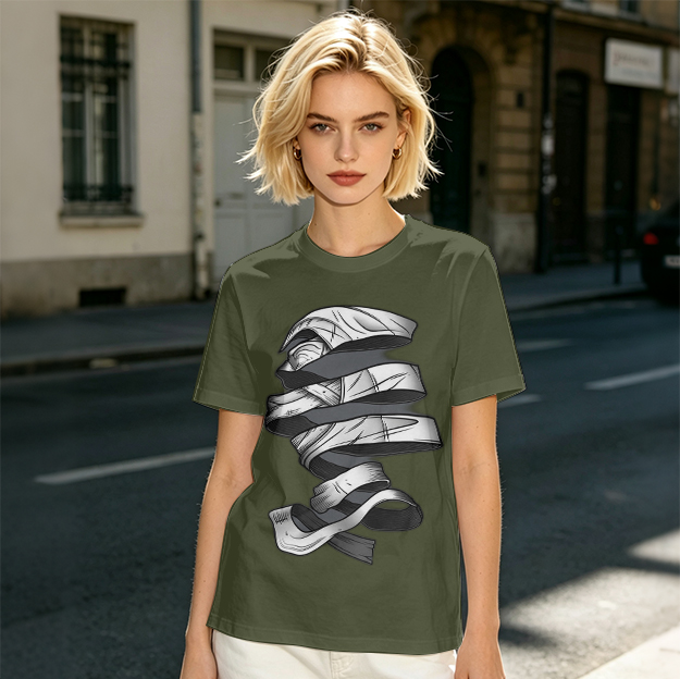 Olive T-Shirt With Twisted Bandage Graphic Print
