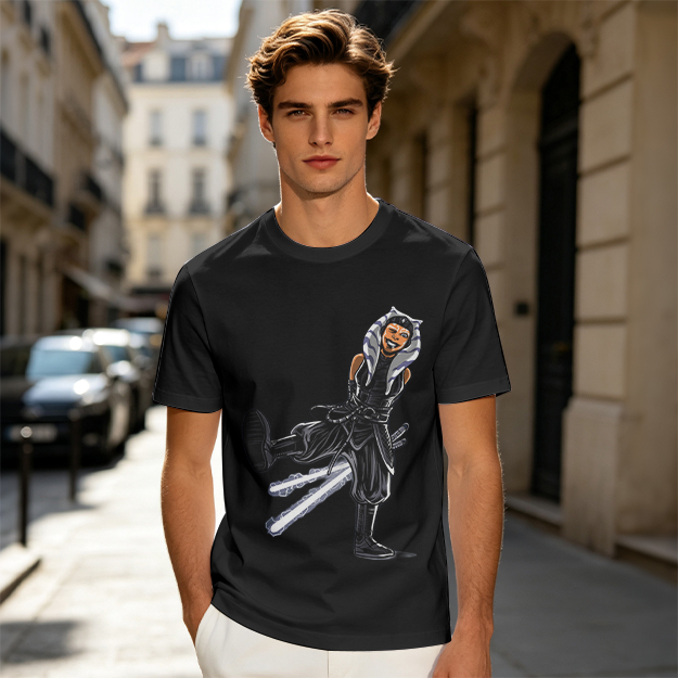 Olive T-Shirt Featuring Ahsoka Tano With Lightsabers