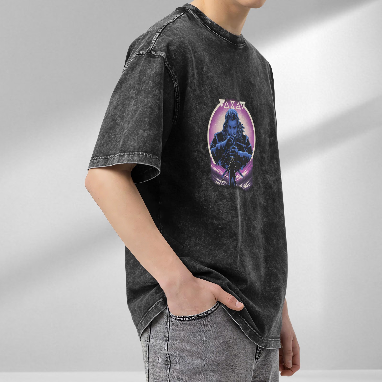 Viking Warrior Graphic Stonewashed T-Shirt