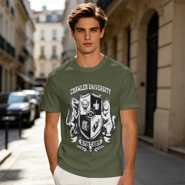 Crawler University Crest Graphic Olive T-Shirt