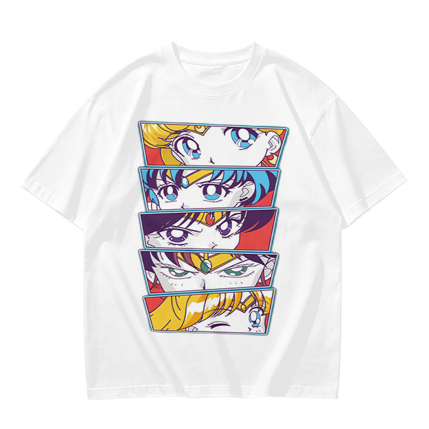Olive Anime Sailor Moon Character Eyes Graphic T-Shirt