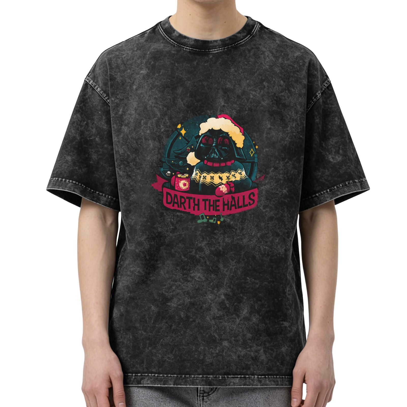 Darth The Halls Christmas Graphic Washed T-Shirt